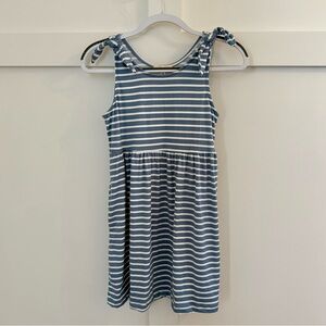 Girls Copper Key Blue and White Striped Kids Dress